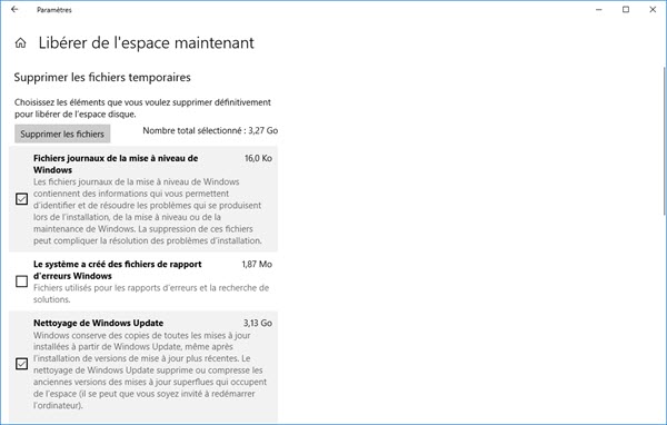 Nettoyage stockage Windows 10